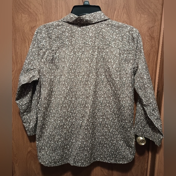 Eddie Bauer Stretch Wrinkle Resistant Button Up Country Floral Camp Shirt Top L - Picture 6 of 7